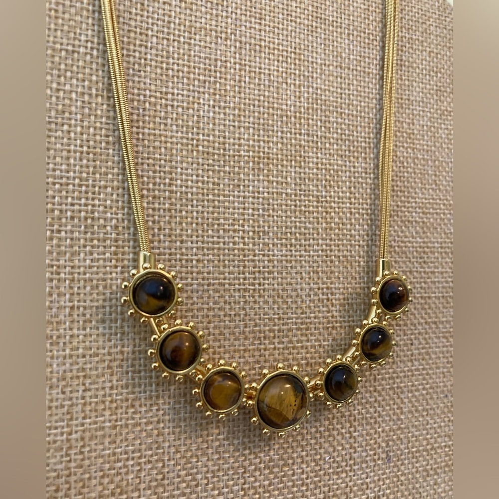 Talbots Multi Chains Necklace with Tigers Eye‎ Stones - Picture 7 of 8